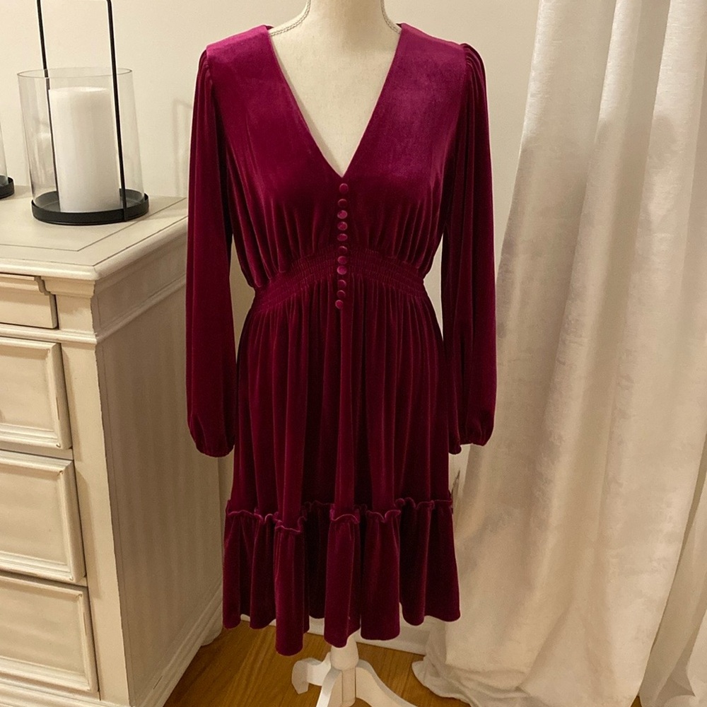 Taylor Velour fuchsia Dress 👗